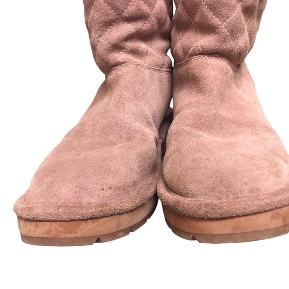 MICHAEL KORS WINTER SANDY DUSTY ROSE QUILTED SHEARLING LOGO TALL BOOTS WOMEN’S 8 - Picture 5 of 12